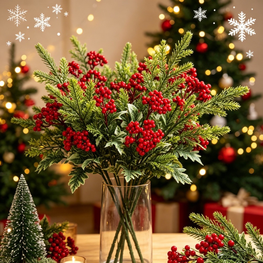 Desk Setup Plants - نباتات عيد الميلاد الاصطناعية الخضراء، أشجار