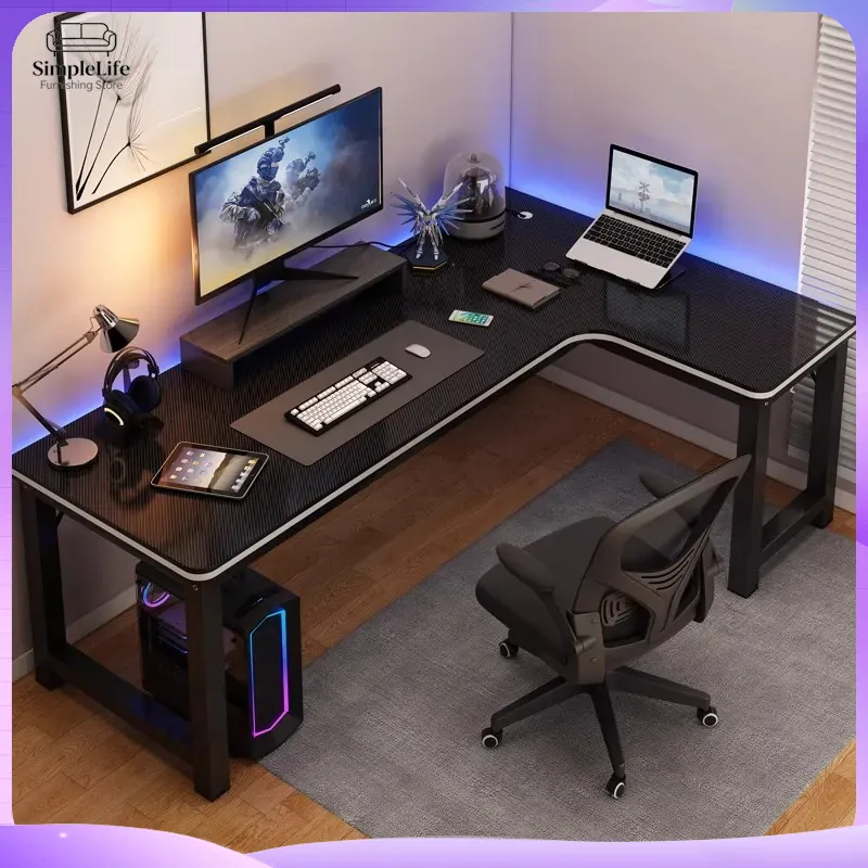 Desk Setup Monitor And Laptop - مكتب ألعاب زاوي للكمبيوتر واللابتوب، مكتب