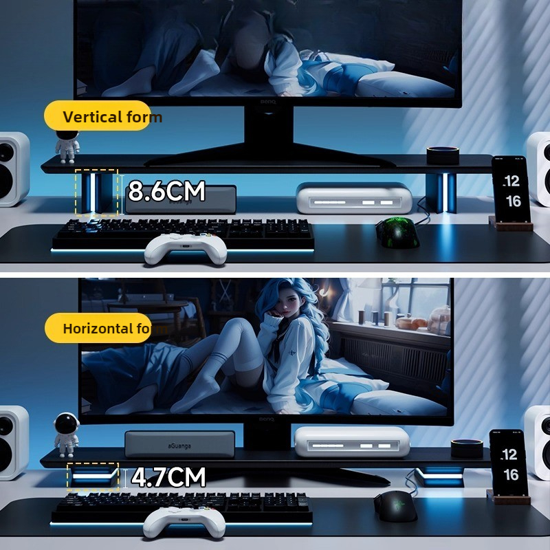 Desk Setup Monitor And Laptop - حامل شاشة RGB مريح لشاشة الكمبيوتر