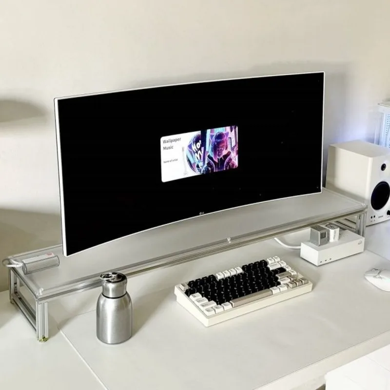 Desk Setup Monitor And Laptop - حامل شاشة من الألومنيوم من الأكريليك