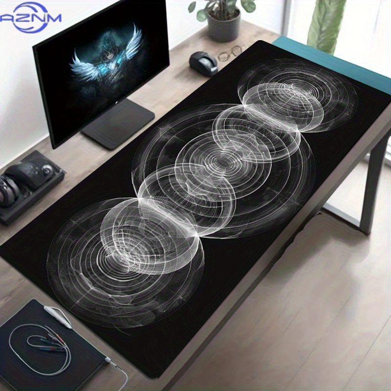 لوحة ماوس كبيرة بنمط حلزوني با - مراجعة Desk Setup Black And White وسعره