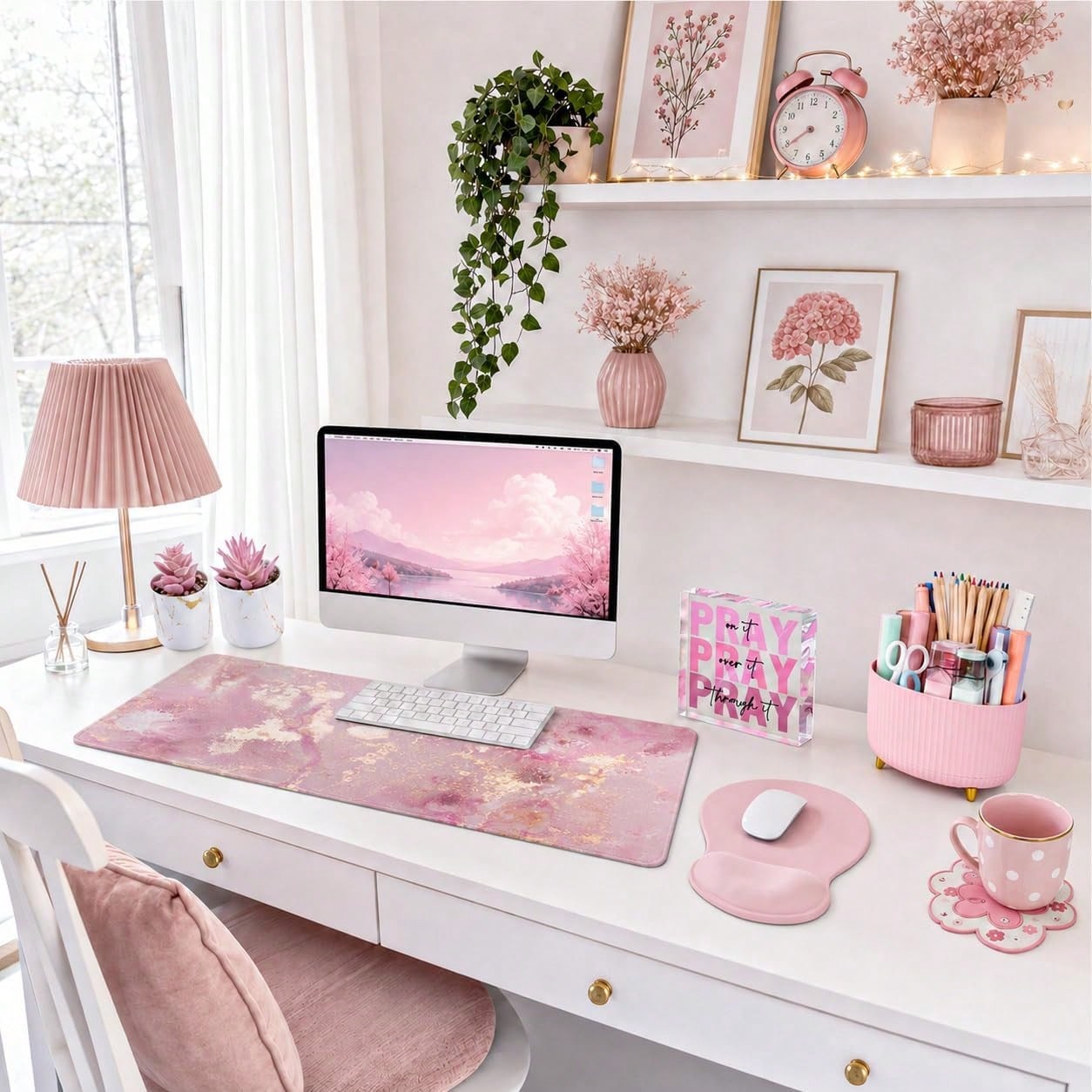 مجموعة ديكور مكتبية من 7 قطع،  - مراجعة Desk Setup Girly وسعره