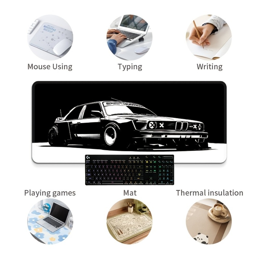 لوحة ماوس كبيرة للألعاب بتصميم - مراجعة Desk Setup Black And White وسعره