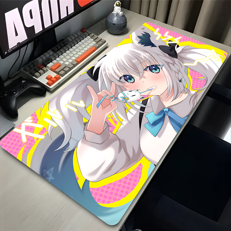 Shirakami Fubuki ماوس الوسادة  - مراجعة Desk Setup Black And White وسعره