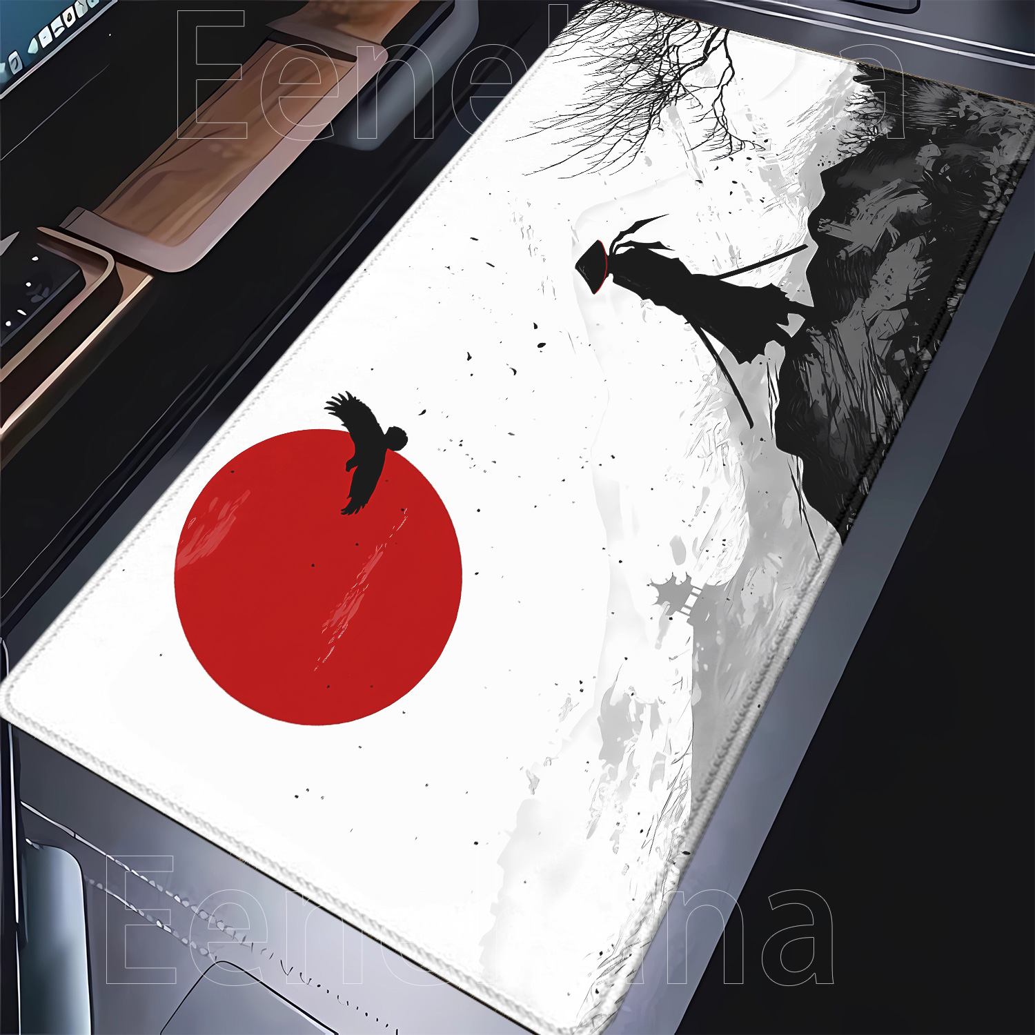 Samurai Warrior Mousepad Gamer - مراجعة Desk Setup Black And White وسعره
