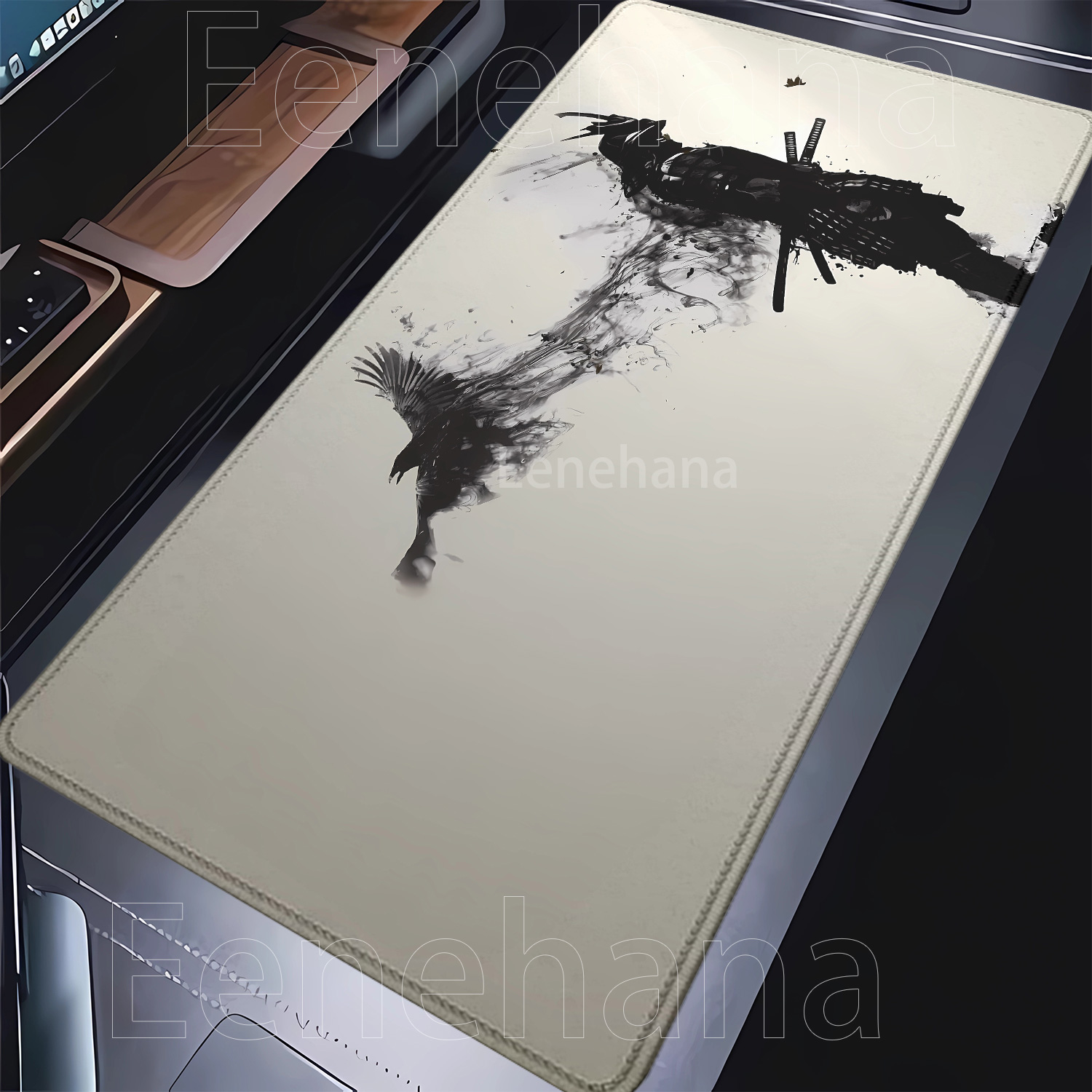 Samurai Warrior Mousepad Gamer - مراجعة Desk Setup Black And White وسعره
