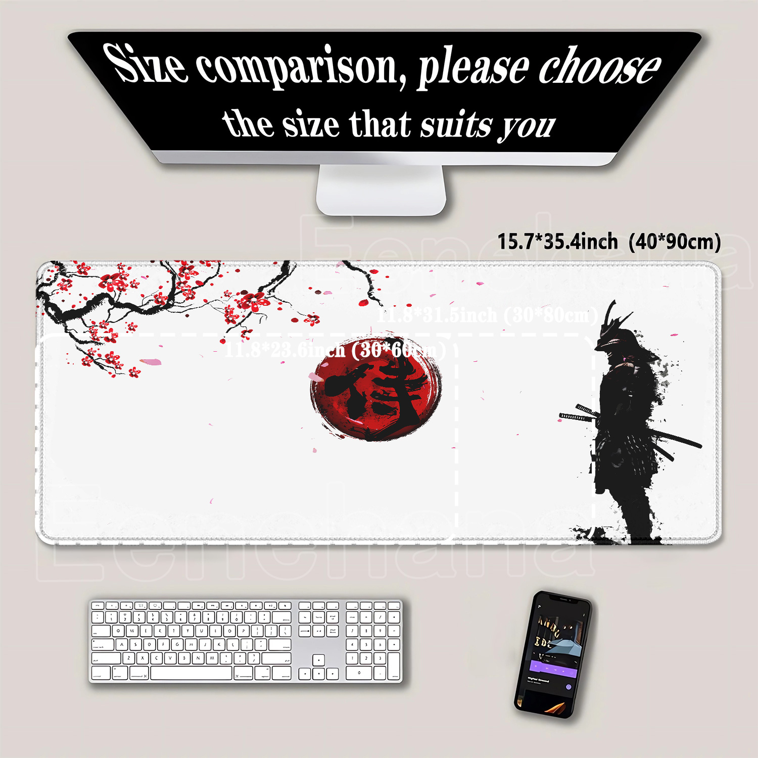 Samurai Warrior Mousepad Gamer - مراجعة Desk Setup Black And White وسعره