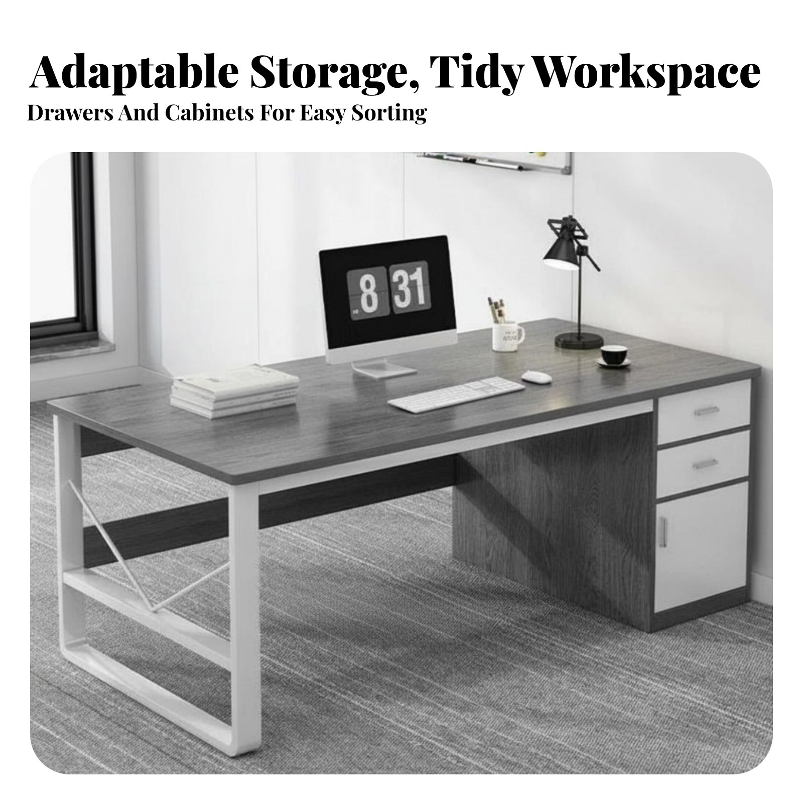 طاولة كتابة مع خزانة جانبية بت - مراجعة Desk Setup Designer وسعره