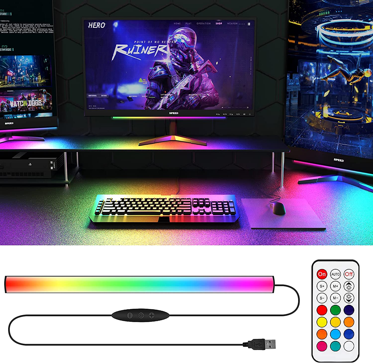 شريط إضاءة تحت الشاشة RGB Drea - مراجعة Desk Setup No Monitor وسعره